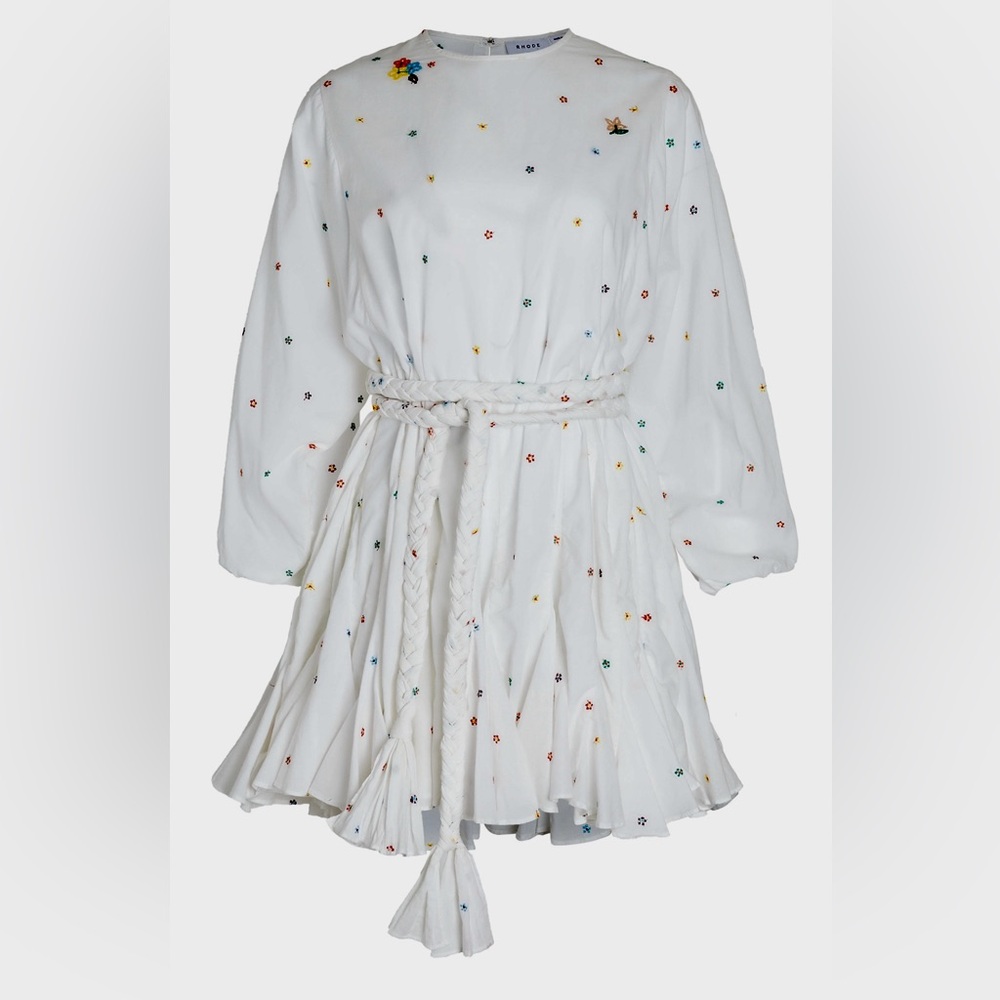 Rhode Ella dress multi flower embroidery. Size S